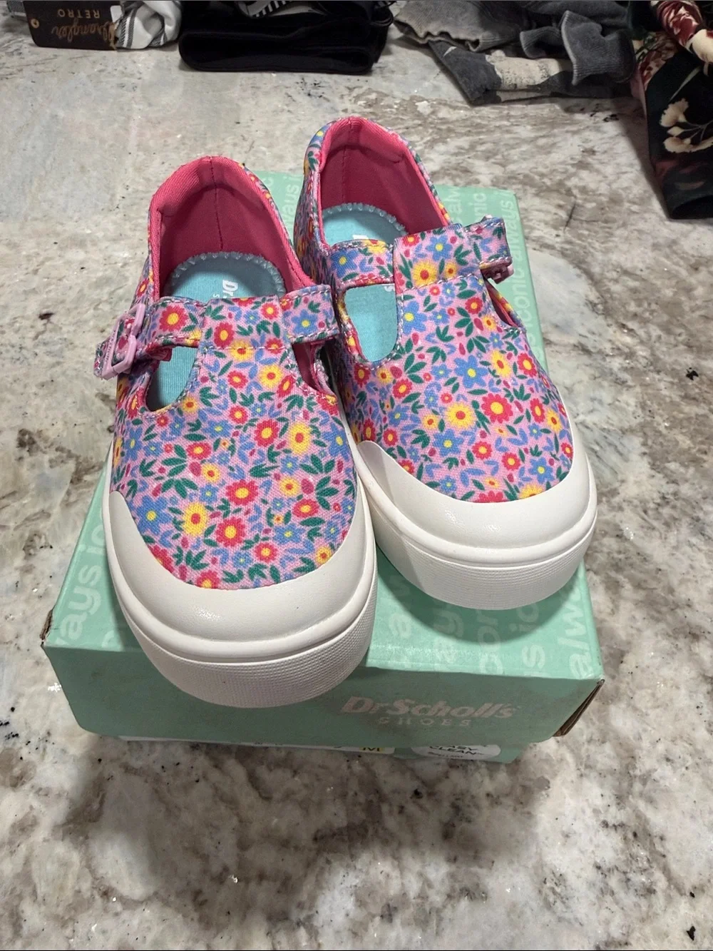 Dr. Scholl's Kids Floral Purple Pink Blue Slip-On Sneakers